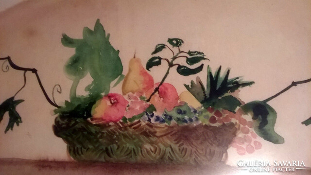 Gyimesi - fruit still life - watercolor under glass in a beaded frame