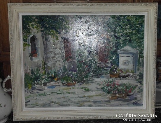 Gábor Littke (1965-) Mediterranean garden - acrylic painting