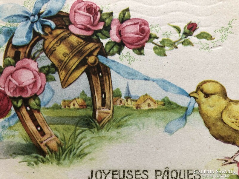 Antik, régi grafikus Húsvéti képeslap                                     -2.