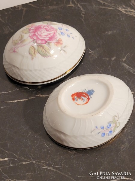 Ravenclaw Easter egg bonbonier 7.5x5cm morning glory flower -- box porcelain box jewelry holder