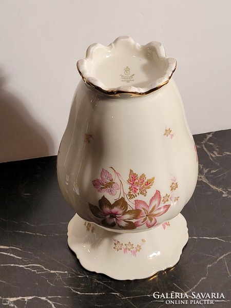 19,5cm Német Seltmann Weiden Bavaria Porcelán Váza -- aranyozott virágmintás karélyos