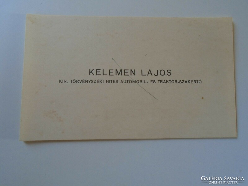 Za418.18 Kelemen lajos kir. Law. Authentic automobile and tractor expert business card 1930's