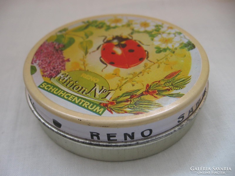 Retro reno shoe polish in a ladybug metal box