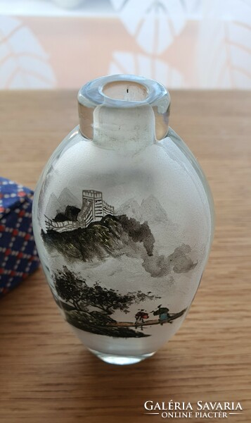 Japanese decorative glass painted from the inside