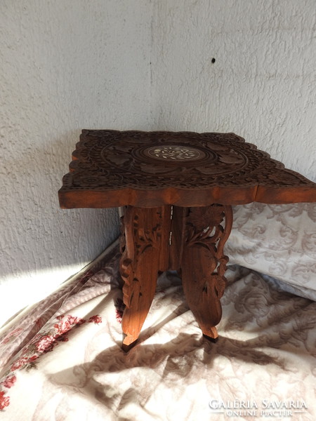 Indian hand carved bone table - flowerpot