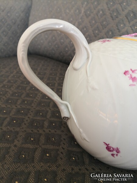 Antique Herend teapot, very rare with handle decoration, large size!