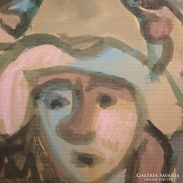 Miklós Csepeli németh: woman in a hat - watercolor