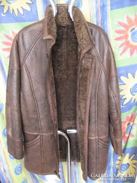 New genuine sheepskin leather men's jacket echt lammfell 48