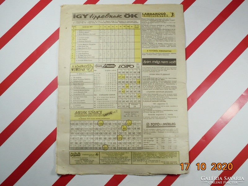 Old retro newspaper weekly - sports betting toto-lottery weekly - 29.06.1991. As a birthday present