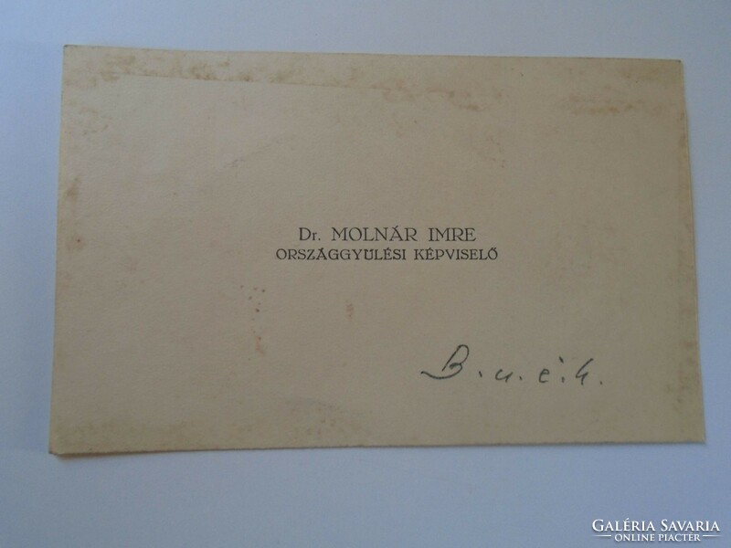 ZA418.4 Dr. Molnár Imre  országgyűlési képviselő  Berettyóújfalu névjegykártya 1930's