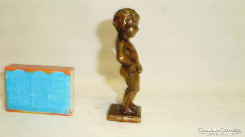 Little boy peeing - copper or tinned small statue