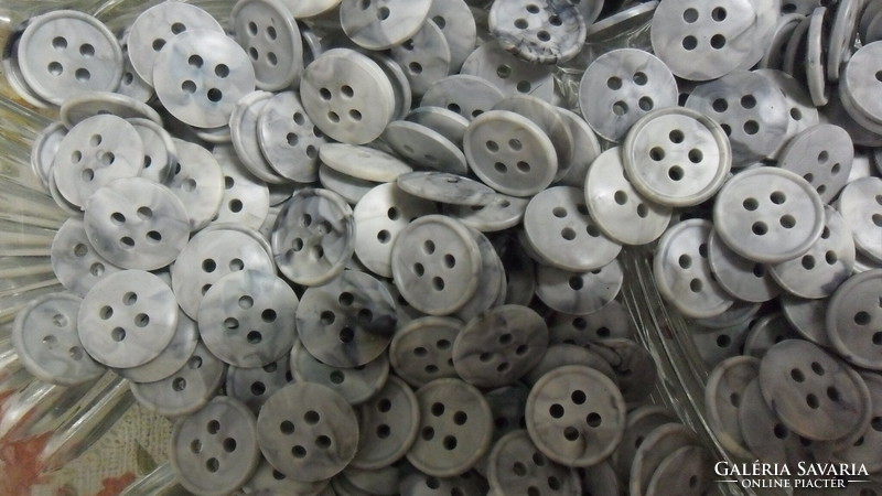 Four-hole, marbled light gray plastic shirt button 13mm, creative cutting and sewing.