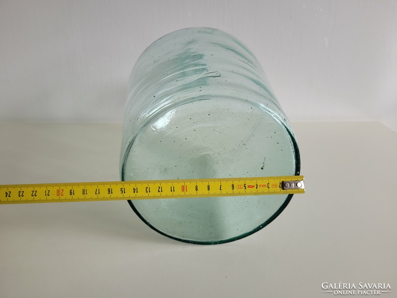 Old large size 5 liter turquoise green huta glass bottle with conical bottom balloon bottle