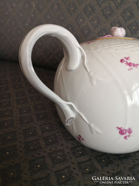 Antique Herend teapot, very rare with handle decoration, large size!