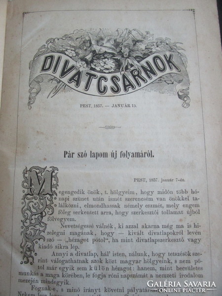 1857 TELJES ÉVFOLYAM , A DIVATCSARNOK MAGAZIN BUDAPEST 580 OLDAL ÉRDEKESSÉG TÁRSASÁGI ÉLET IRODALOM