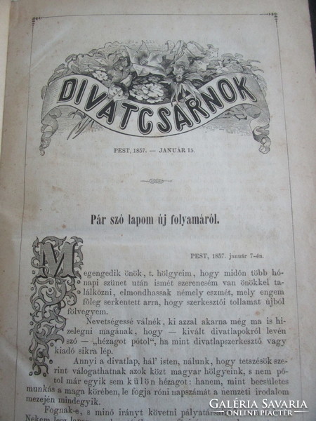 1857 Full year, a divatcsarnok magazine Budapest 580 pages interesting social life literature