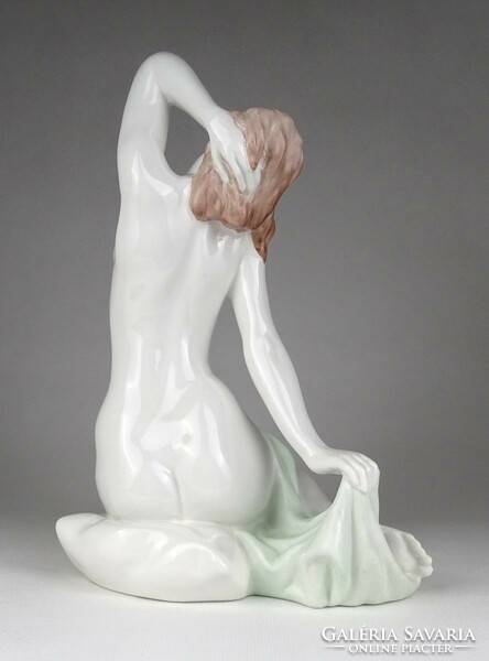 1L619 Régi ritka Aquincum porcelán ülő női akt szobor 24 cm