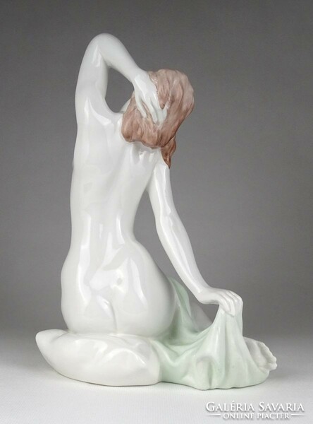 1L619 old rare aquincum porcelain seated female nude statue 24 cm