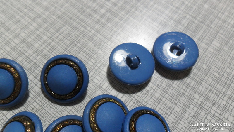 8 Pcs. Plastic tab button with turquoise and gold decoration. 1.7 Cm cut-sewing is creative.
