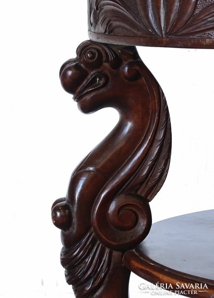 1M012 lion-legged round table with mermaid carving