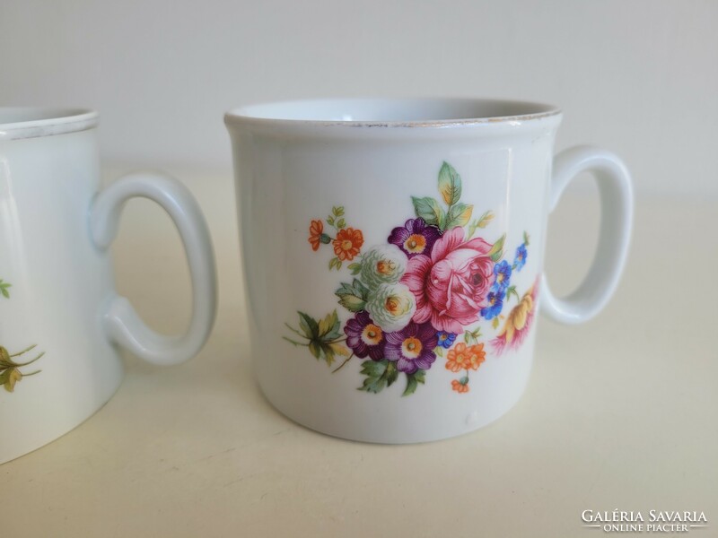 Old 2 Zsolnay porcelain mugs with flowers