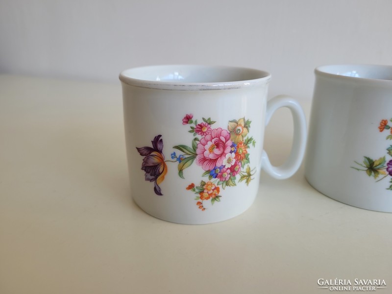 Old 2 Zsolnay porcelain mugs with flowers