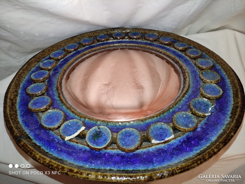 Now it's a very worthwhile price!!! Vintage large Végvár Gyula ceramic mirror, slightly damaged