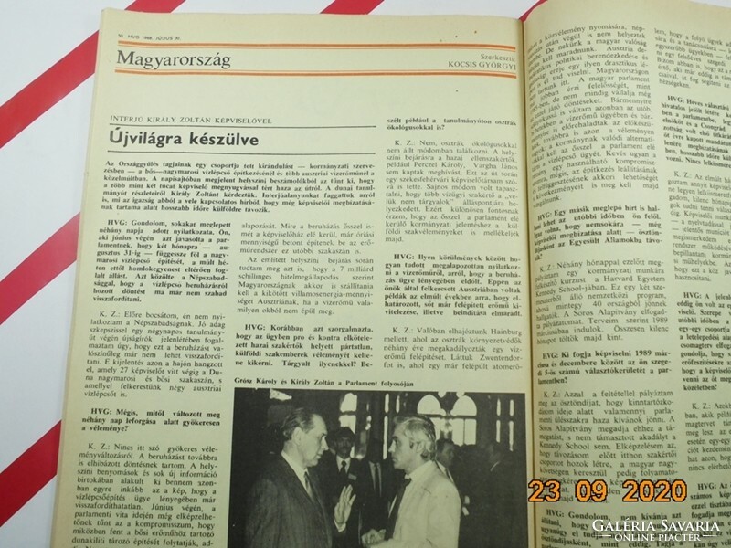 Hvg newspaper x. Volume 30. (478.) Issue - July 30, 1988 - Birthday present