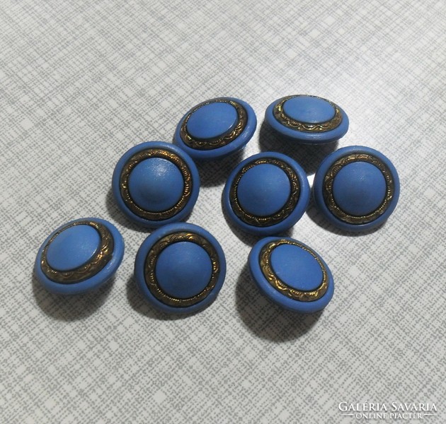 8 Pcs. Plastic tab button with turquoise and gold decoration. 1.7 Cm cut-sewing is creative.
