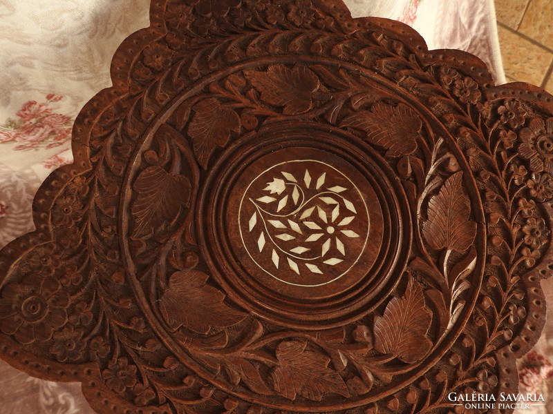 Indian hand carved bone table - flowerpot