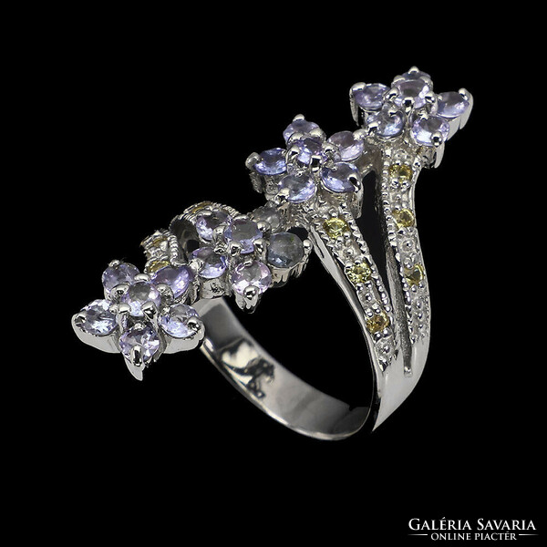 54 And real tanzanite sapphire diamond cut 925 silver ring