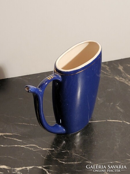 Old cobalt blue porcelain cup karlovy vary 13cm gilded inscription - souvenir cup bath cup cure cup