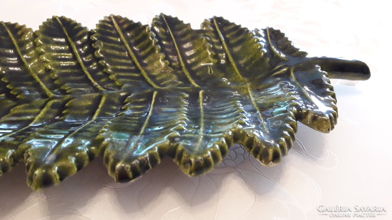 Old enamel bowl with fern leaf shaped vintage enameled cast iron decorative bowl 31 cm