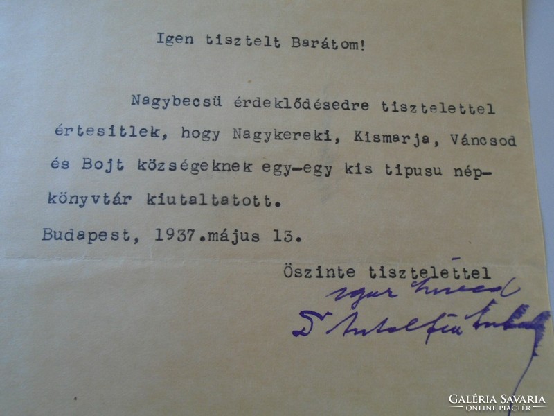 ZA421.1 Dr. vitéz Antalffy Sándor miniszteri tanácsos  Vallás és közokt. Minisztérium 1937
