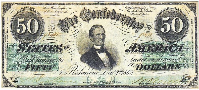 Konföderációs Államok 50 dollár 1862 REPLIKA