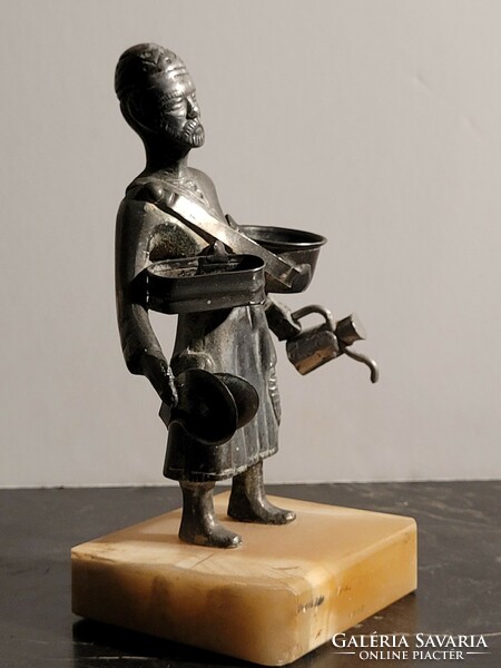 17,5cm Ón figura Maghreb Afrikai Arab Keleti Ázsiai -- fém bronz szobor piaci ételhordó tea árus