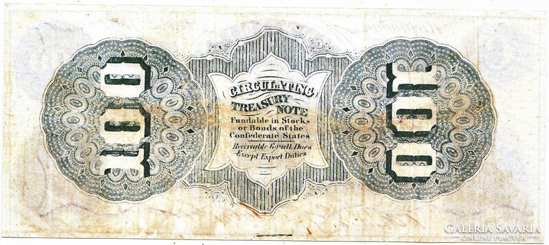 Konföderációs Államok 100 dollár 1862 REPLIKA