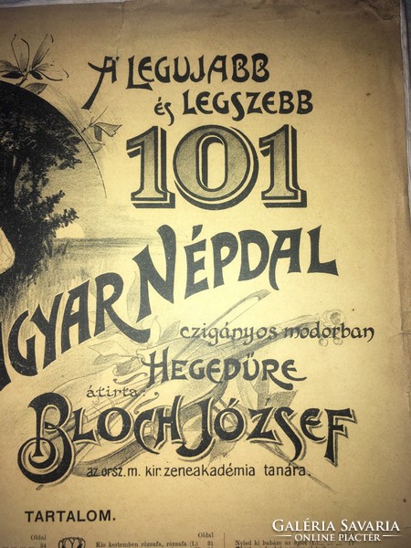 Antique sheet music! /1800s/the latest and most beautiful 101 Hungarian folk songs in gypsy style, for violin ..