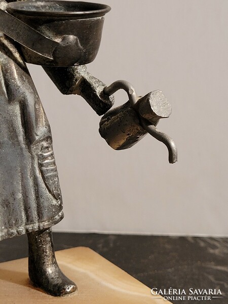 17.5cm pewter figure Maghreb African Arab East Asian metal bronze statue market food barrel tea seller