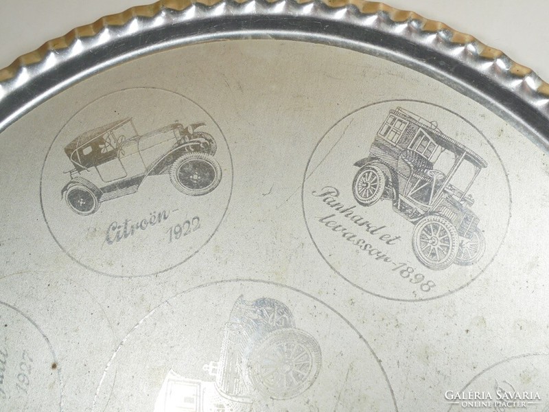 Retro old aluminum metal - tray - convex vintage car pattern trans