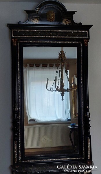 Boulle castle mirror - French boulle, console table with mirror 263 cm high