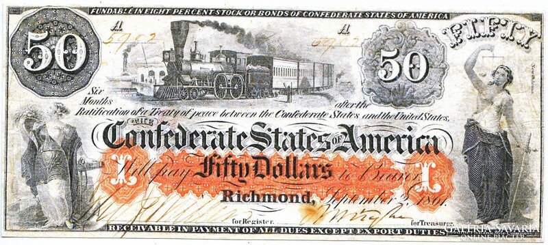 Konföderációs Államok 50 dollár 1861 REPLIKA