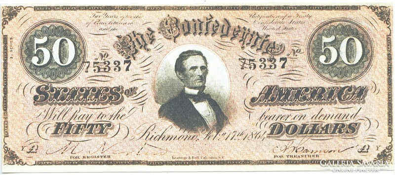 Konföderációs Államok 50 dollár 1864 REPLIKA