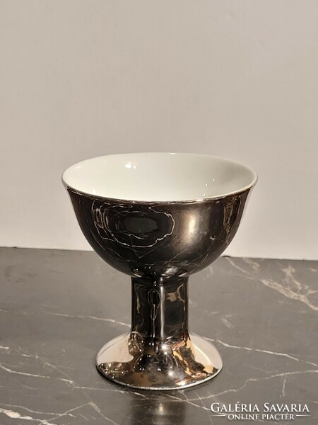 Ezüstözött Porcelán Kehely 10cm -- ezüst pohár kupa