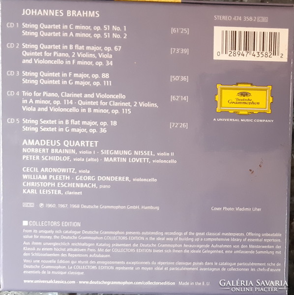 Brahms: complete string quartets & quintets & sextets 5 cd set