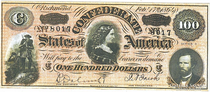 Confederate States $100 1864 Replica