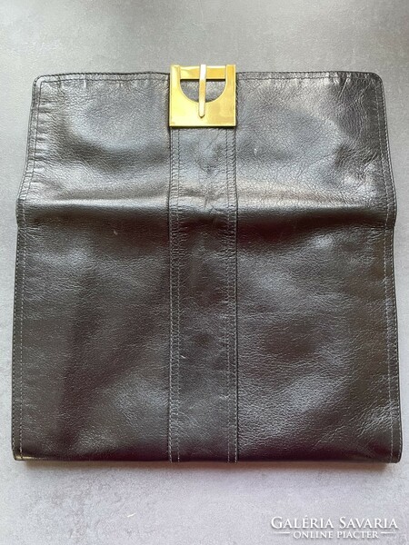 Buttery soft genuine leather elegant black envelope bag with a nice buckle
