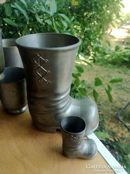 Pair of old pewter Santa boots - liquidation of collection