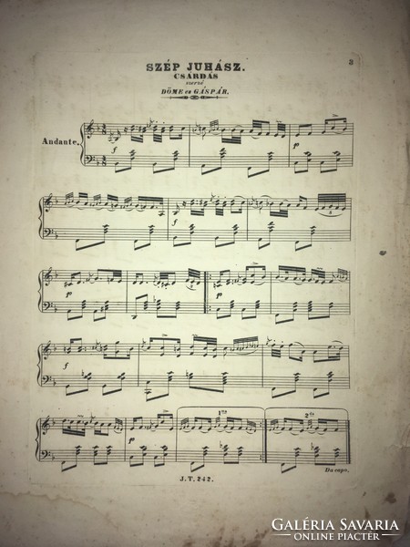 Antique sheet music! /1800s/ six taverns of a handsome shepherd boy / composed for piano; józsef dôme and gás