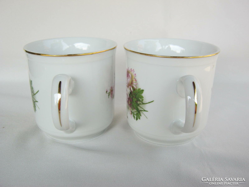Bohemia porcelain flower mug pair